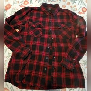 Harley Davidson Multipocket Black Snaps Up Mens Flannel Shirt